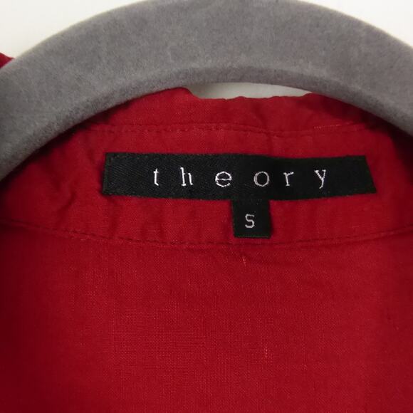 Theory Shirst Women SZ S Linen Blend Long Sleeve Pullover Collared Beachy Casual - Picture 3 of 13